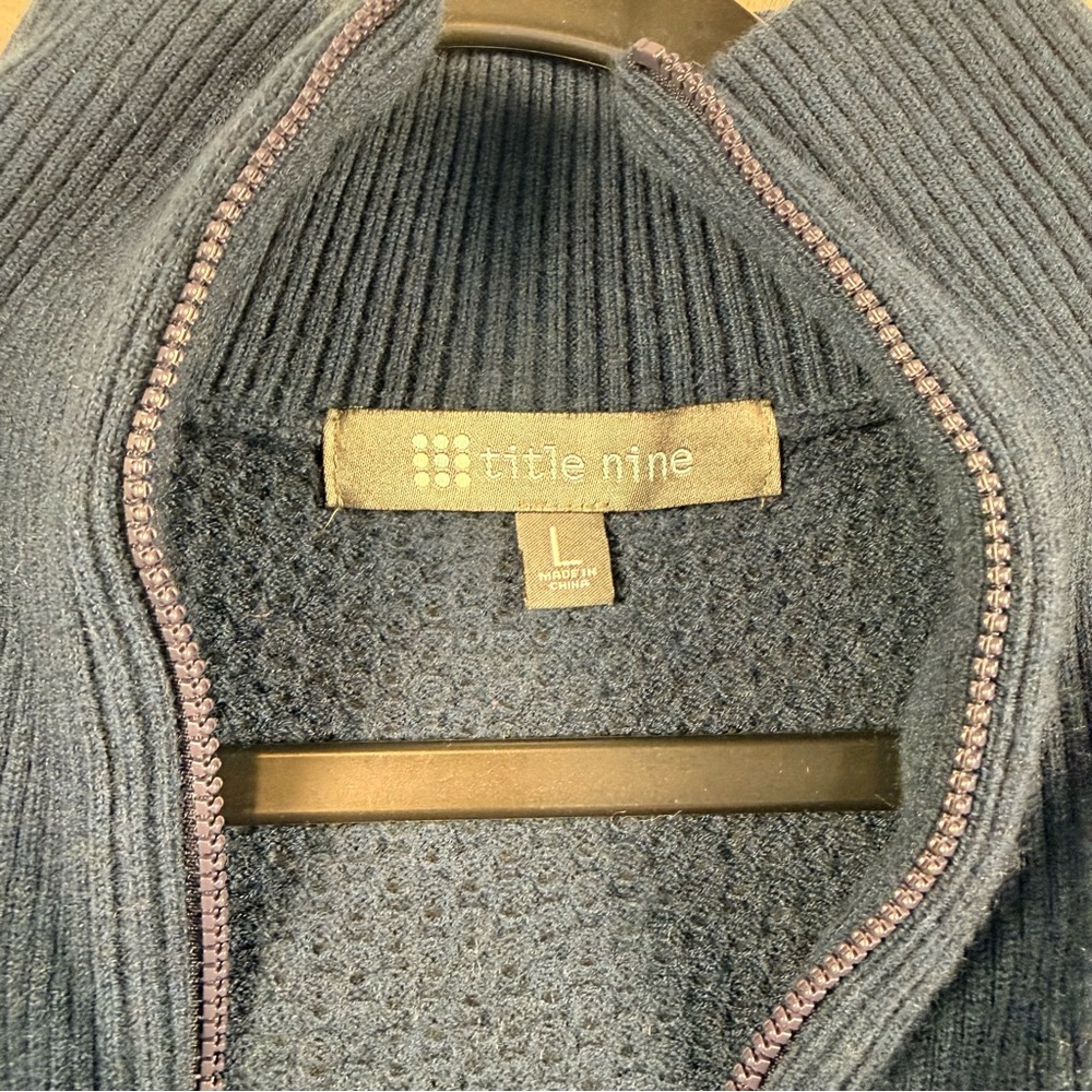 Title Nine Woolicious Merino Wool Blend Waffle Knit 1/4 Zip Pullover Sweater L - Picture 3 of 8